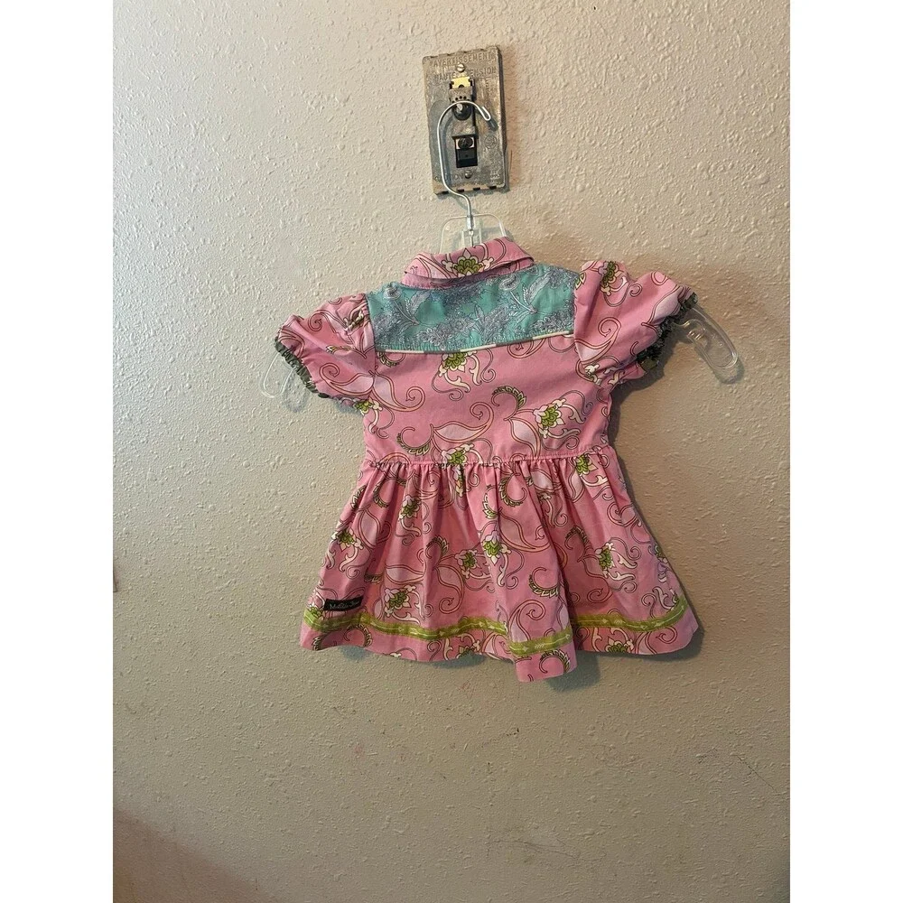 Matilda Jane Girls Pink Floral Button Front Dress Size 6M Baby Boutique